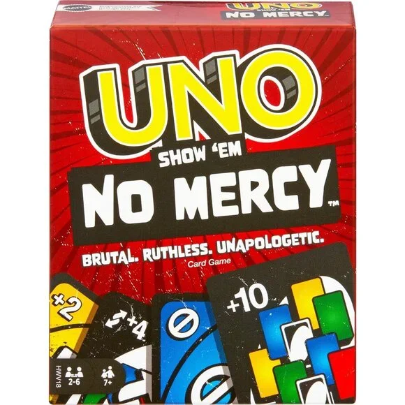 UNO Show ‘em NO MERCY Card Game for Kids, Adults & Family Parties and Travel Ext - Picture 1 of 6